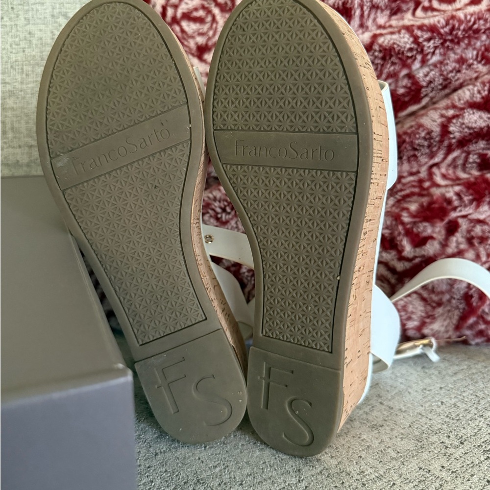 Franco Sarto Cream Wedge Sandals with Cork Sole - Picture 2 of 4